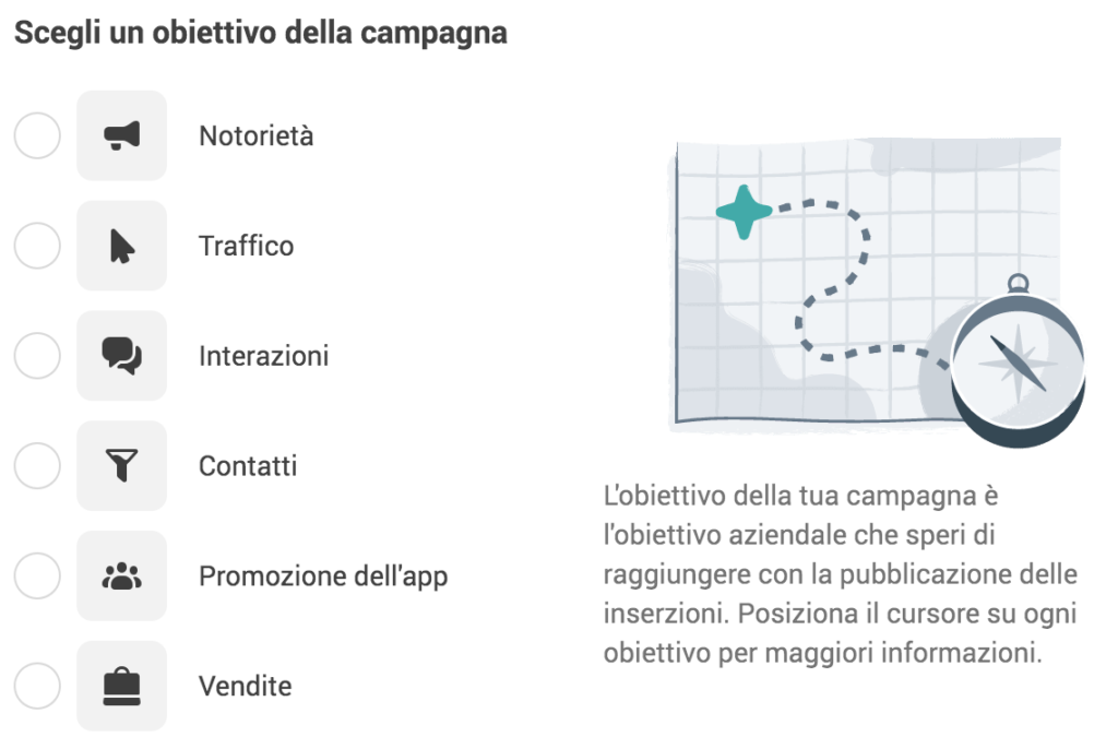 Scelta dell'obiettivo della campagna