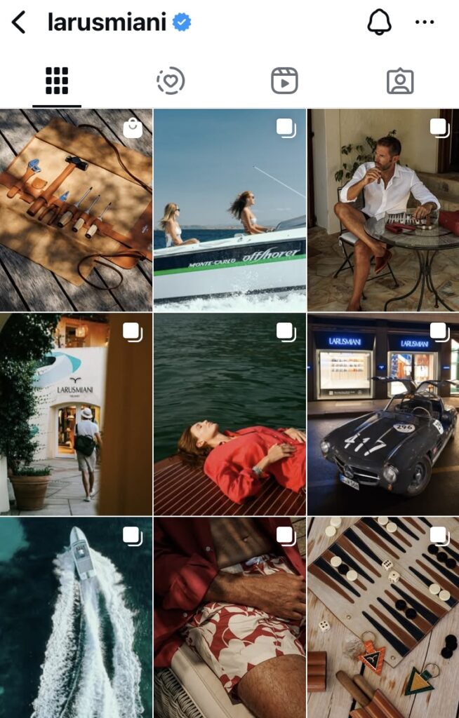 L'account Instagram di Larusmiani